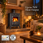 7kw Cast Iron Wood Burning Stove Multi-fuel Fireplace Ja001 Defra Approved