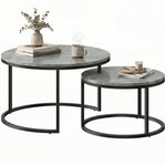 2 Pcs Stacking Coffee Table Set Steel Frame | Grey