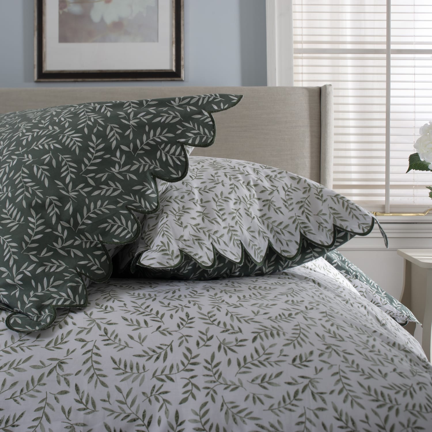 Ashling Garden Duvet Set With Leaf Printed Design | Super King | Green