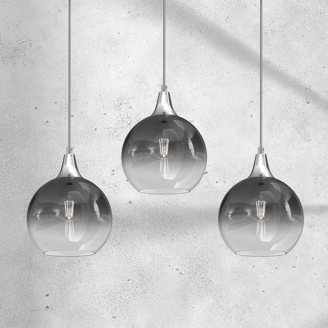 Monte Hand Made Designer Pendant Lamp Smoked Glass Shades