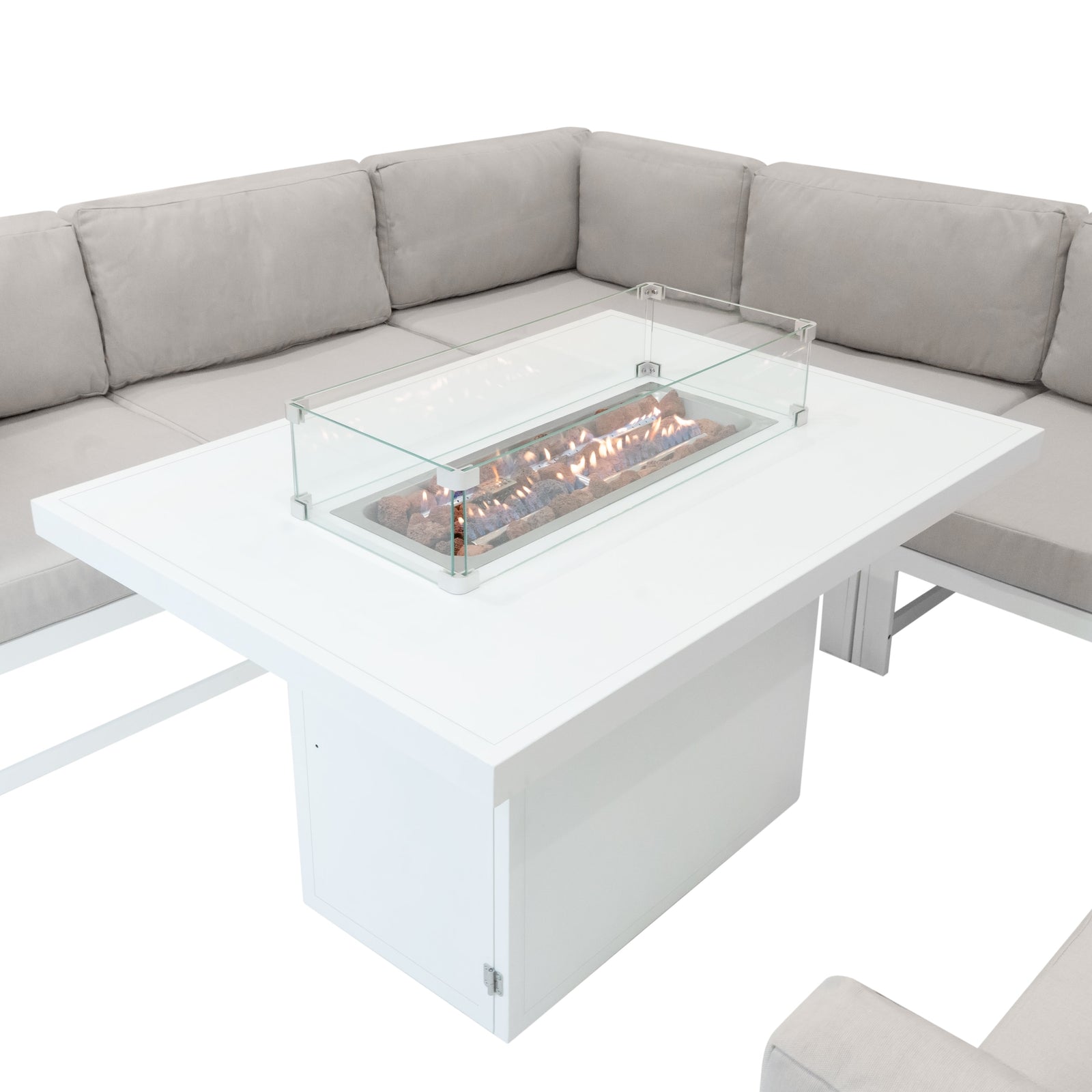 Modular Garden Furniture Set With Fire Pit | White