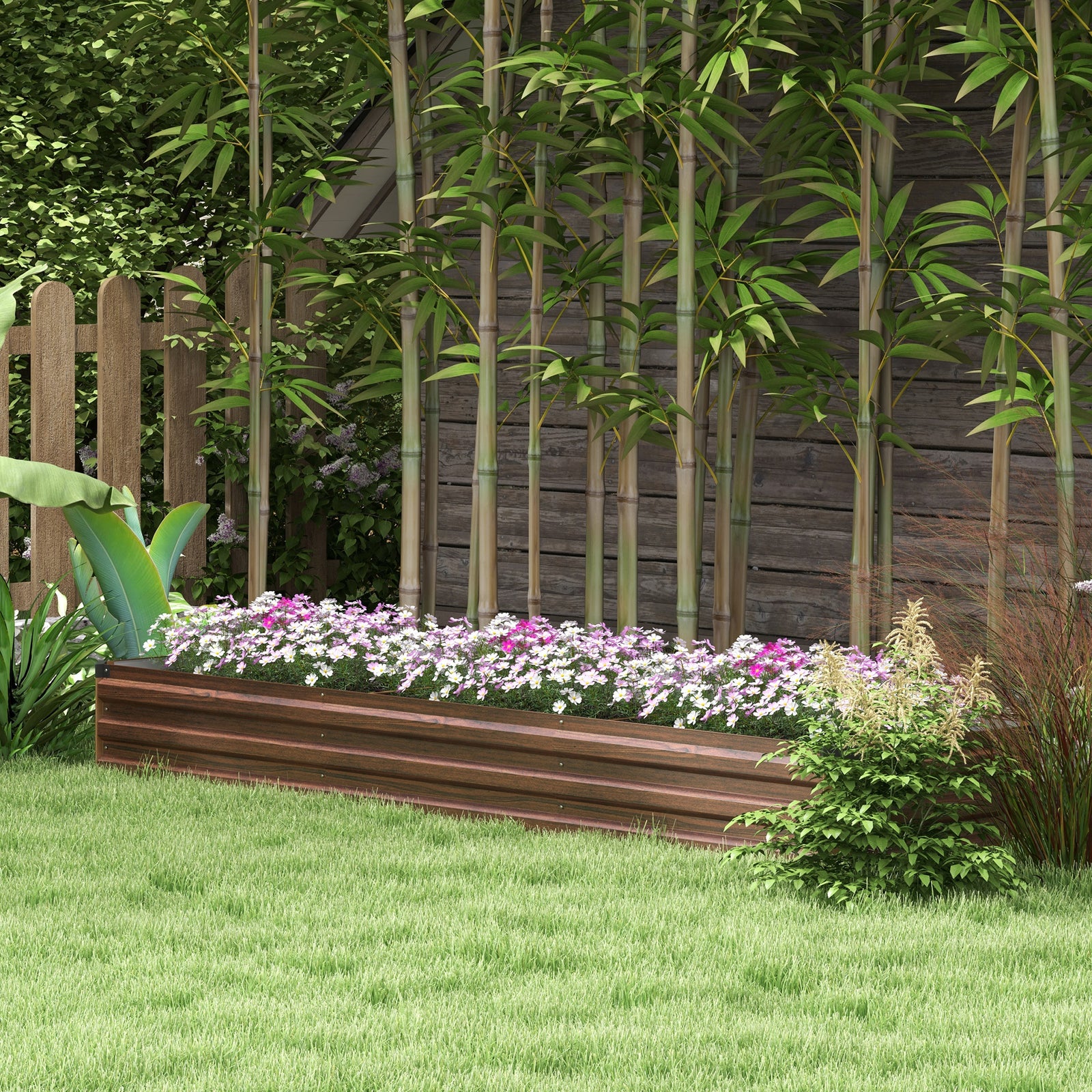 Galvanised Raised Bed For Garden, Outdoor Elevated Planter Box | Dark Brown