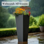 Zinc Galvanised Tall Flared Tapered Square Planter | 40cm x 40cm x 90cm