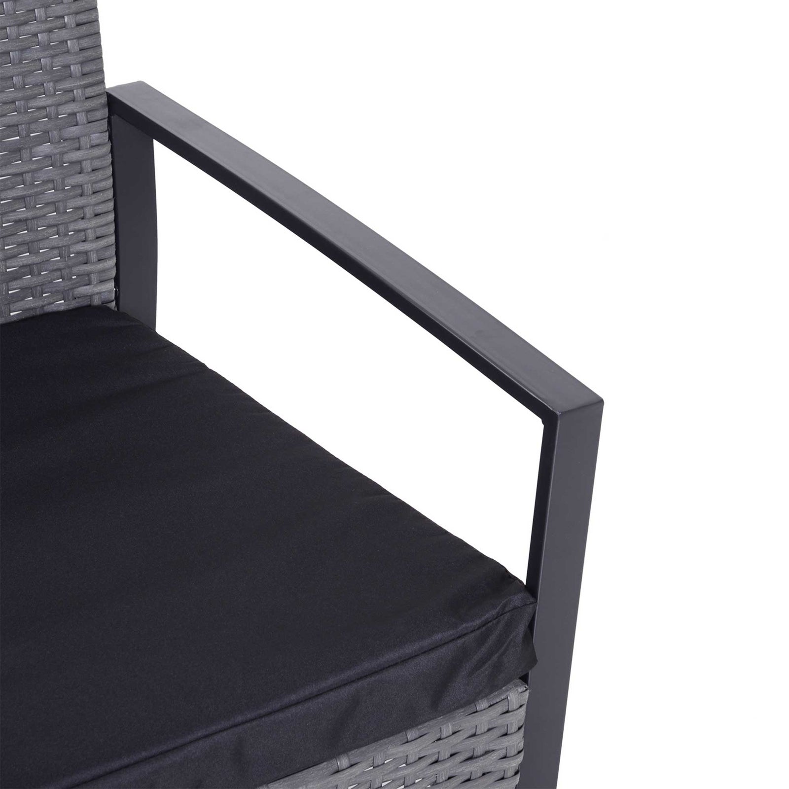 3pc Rattan Patio Bistro Set 2 Chairs Coffee Side Table Set | Gray