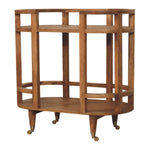 Saffron Rattan Butler Table, Hand-woven Saffron Rattan, 1 Open Shelf, Brown