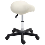 Saddle Stool Adjustable Rolling Salon Chair For Massage Spa | One Size | White