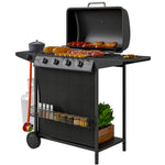 Outsunny 4+1 Burner Gas Bbq With Side Table
