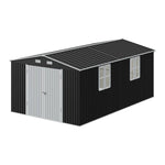 10x16ft Large Metal Storage Shed With Lockable Double Doors, 4 Windows, 4 Vents – Spacious Outdoor Tool Shed