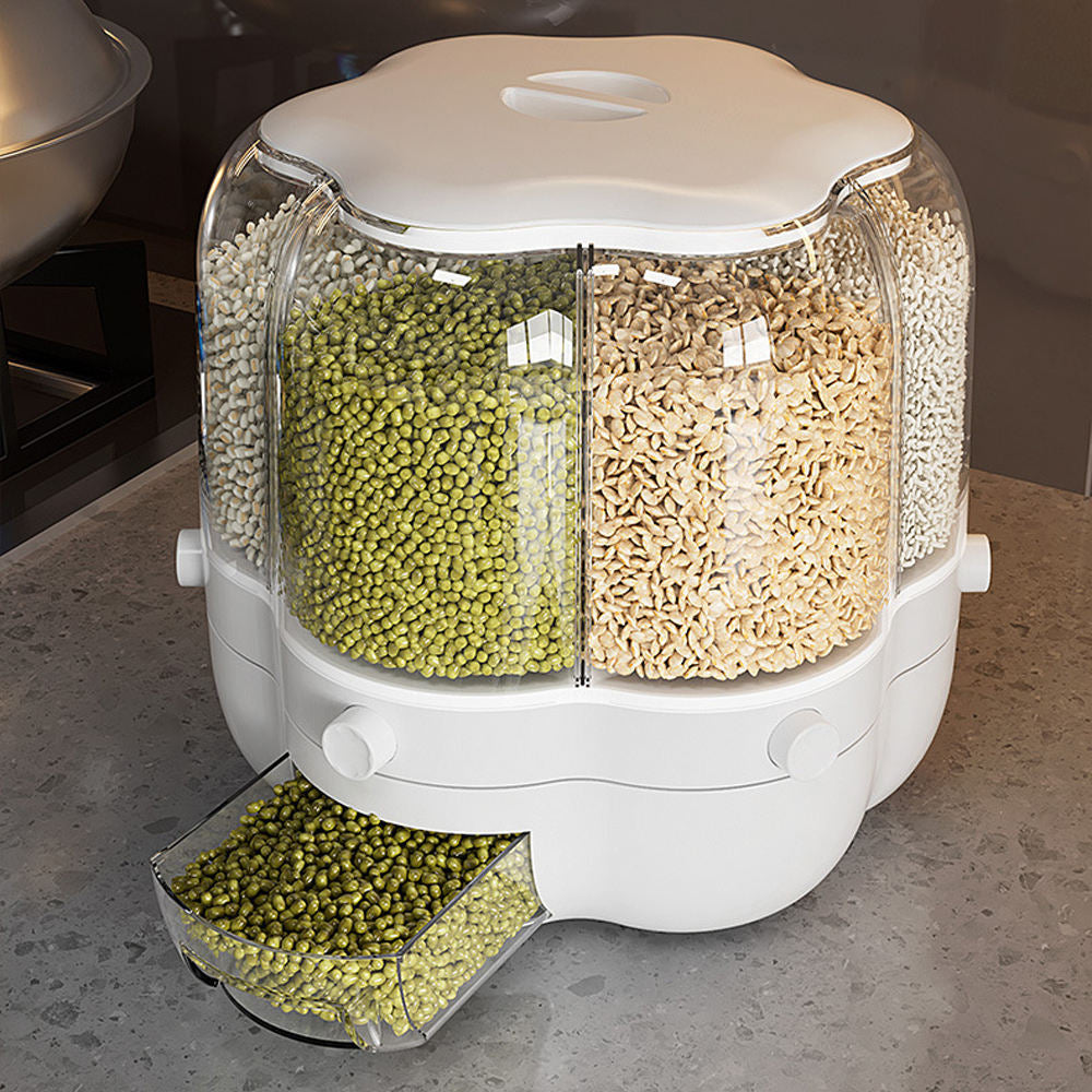 6-gird Round Cereal Dispenser Organizer For Kitchen