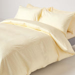 Egyptian Cotton Satin Stripe Fitted Sheet 330 Tc | Super King | Pastel Yellow