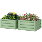 Set Of 2 Raised Garden Bed Galvanised Planter Box | Green