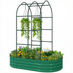 5 X 3 X 6ft Galvanised Raised Garden Bed With Trellis | Green