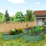 Set Of 2 Raised Beds For Garden W/ Metal Plant Stakes | Green