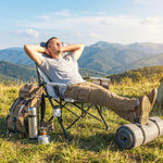 Camping Chair Padded With Side Pocket | Light Grey