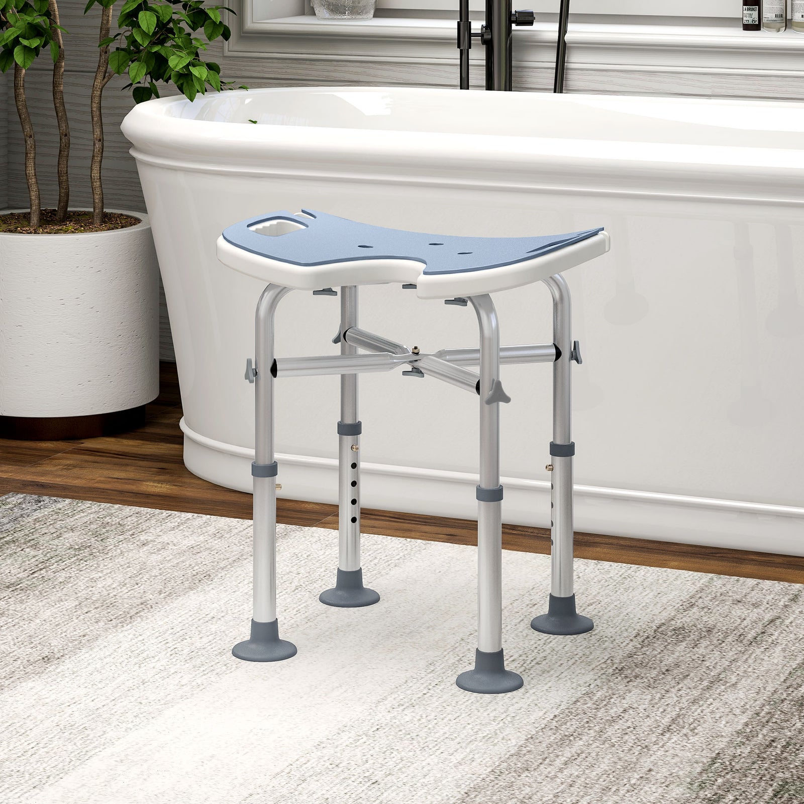 Aluminium Shower Stool For Elderly Disabled Non-slip | One Size | Light Blue
