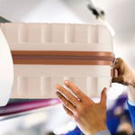 56x45x25cm Hard Cabin Suitcase - Lightweight 2-Wheel ABS Carry On Hand Luggage | Cabin | Cream