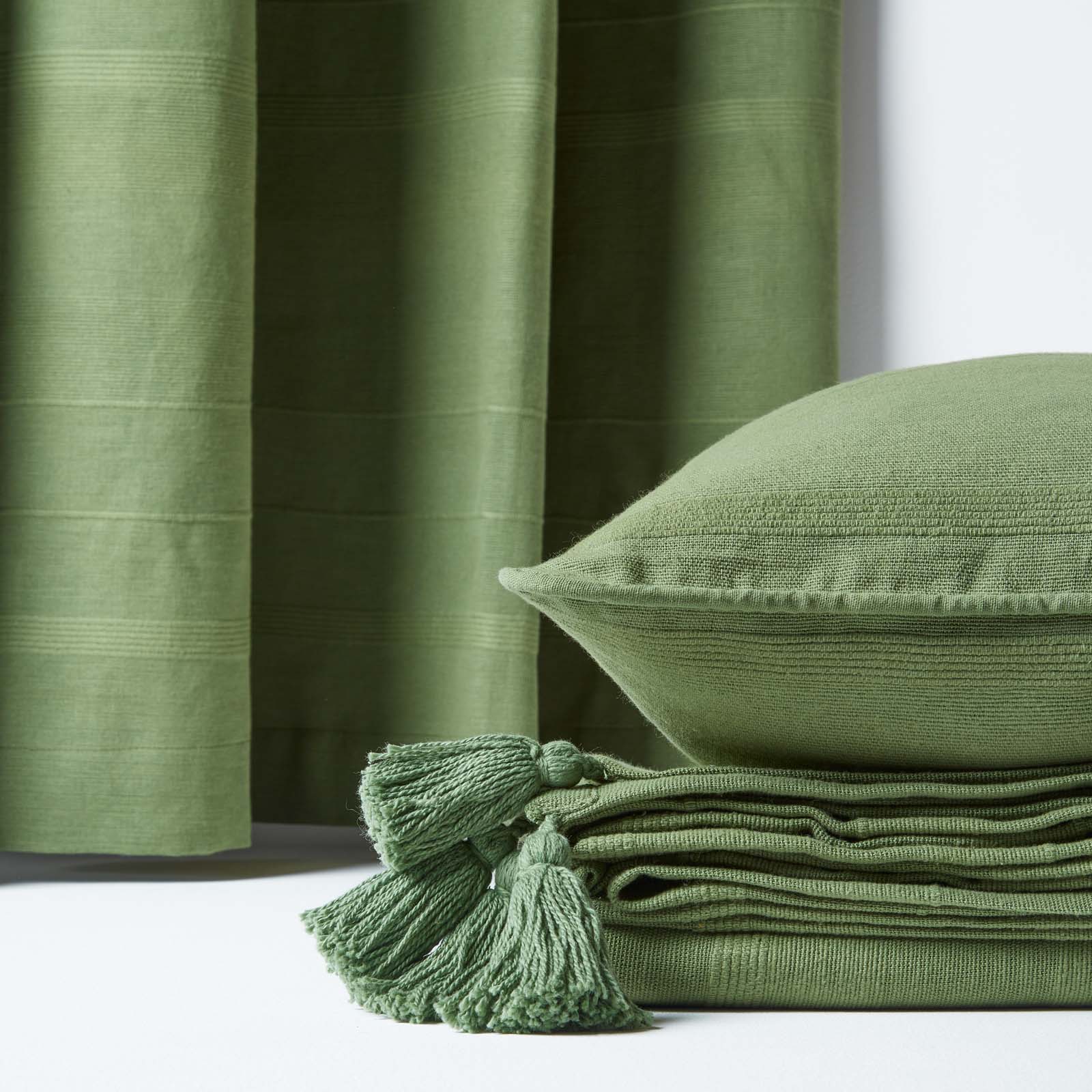 Cotton Rajput Ribbed Throw | 225cm x 255cm | Dark Olive