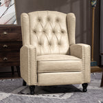 Marble Effect Reclining Armchair W/ Footrest | Beige