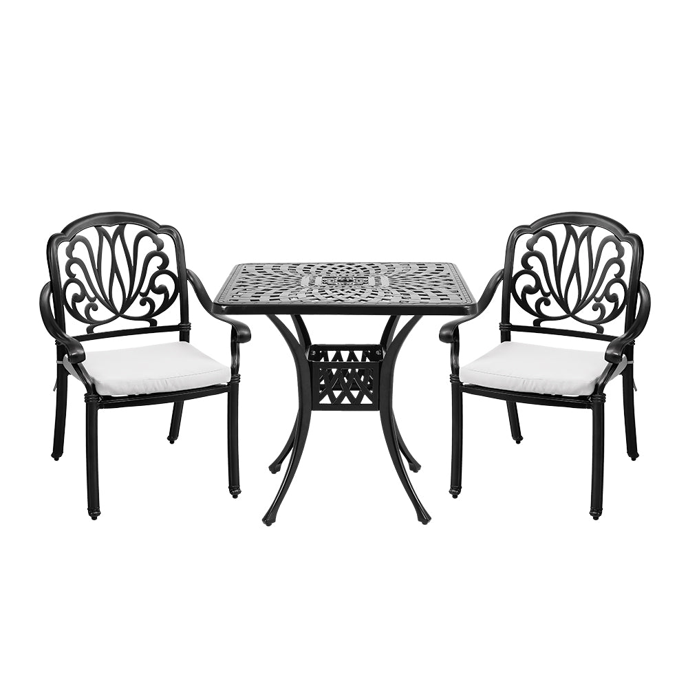 3 Pcs Cast Aluminium Garden Dining Set