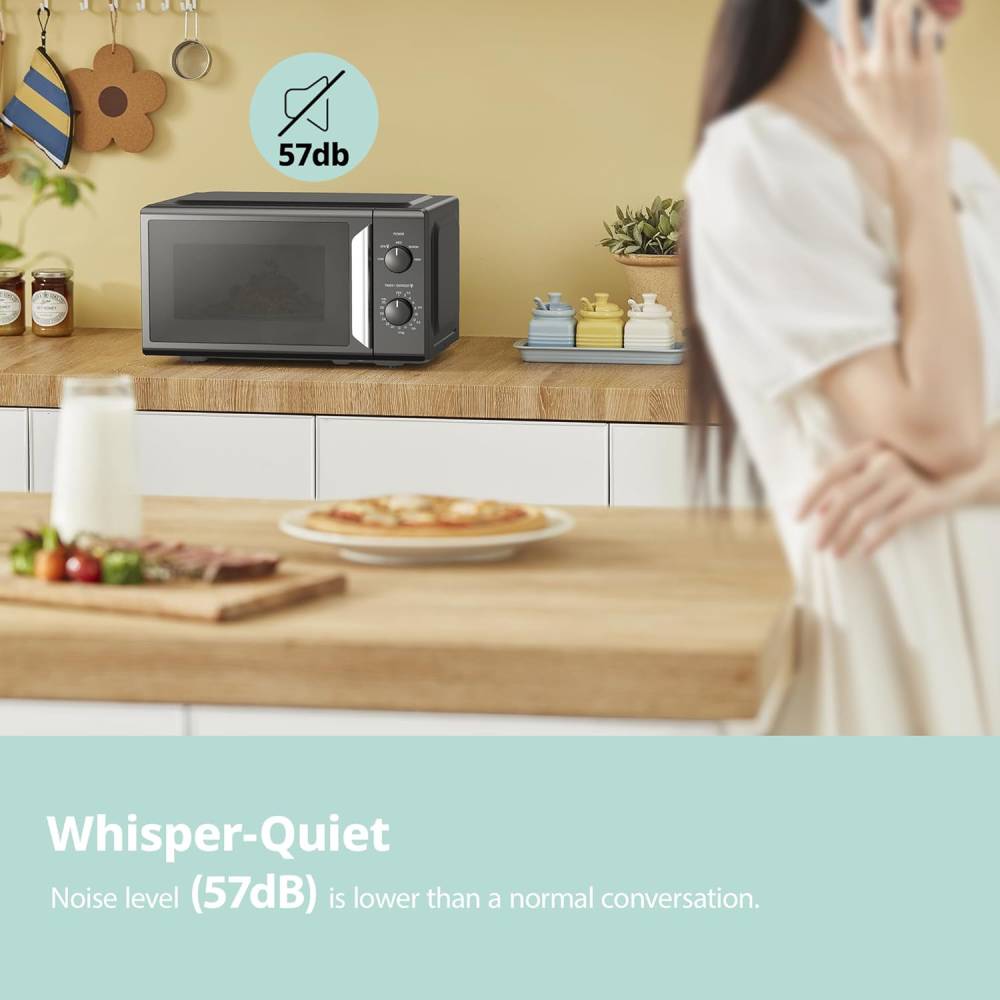 Black 19l 5-level Power Kitchen Manual Microwave Oven With Timer 700w