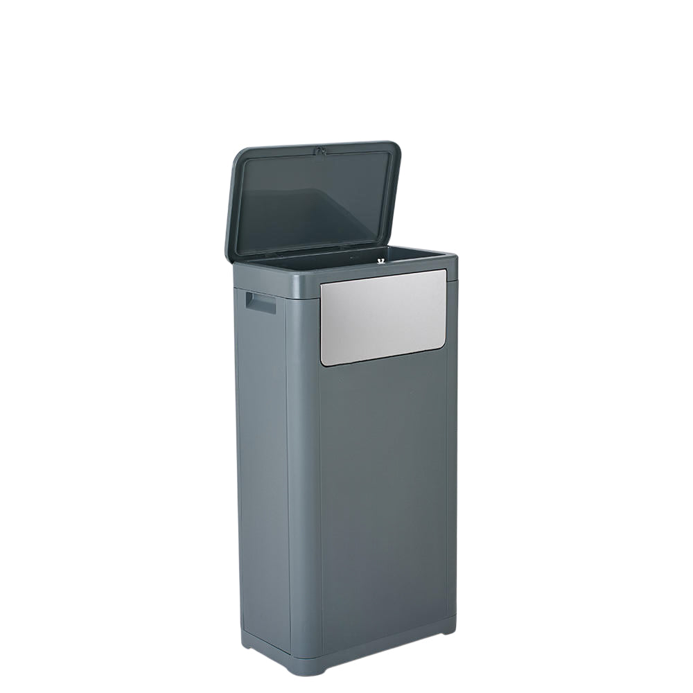 25l/32l Plastic Rubbish Bin With Top And Side Opening | Large | Grey