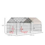 PawHut Rabbit Run, Guinea Pig Cage With Pitched Roof, Sun Protection Cover, Beige