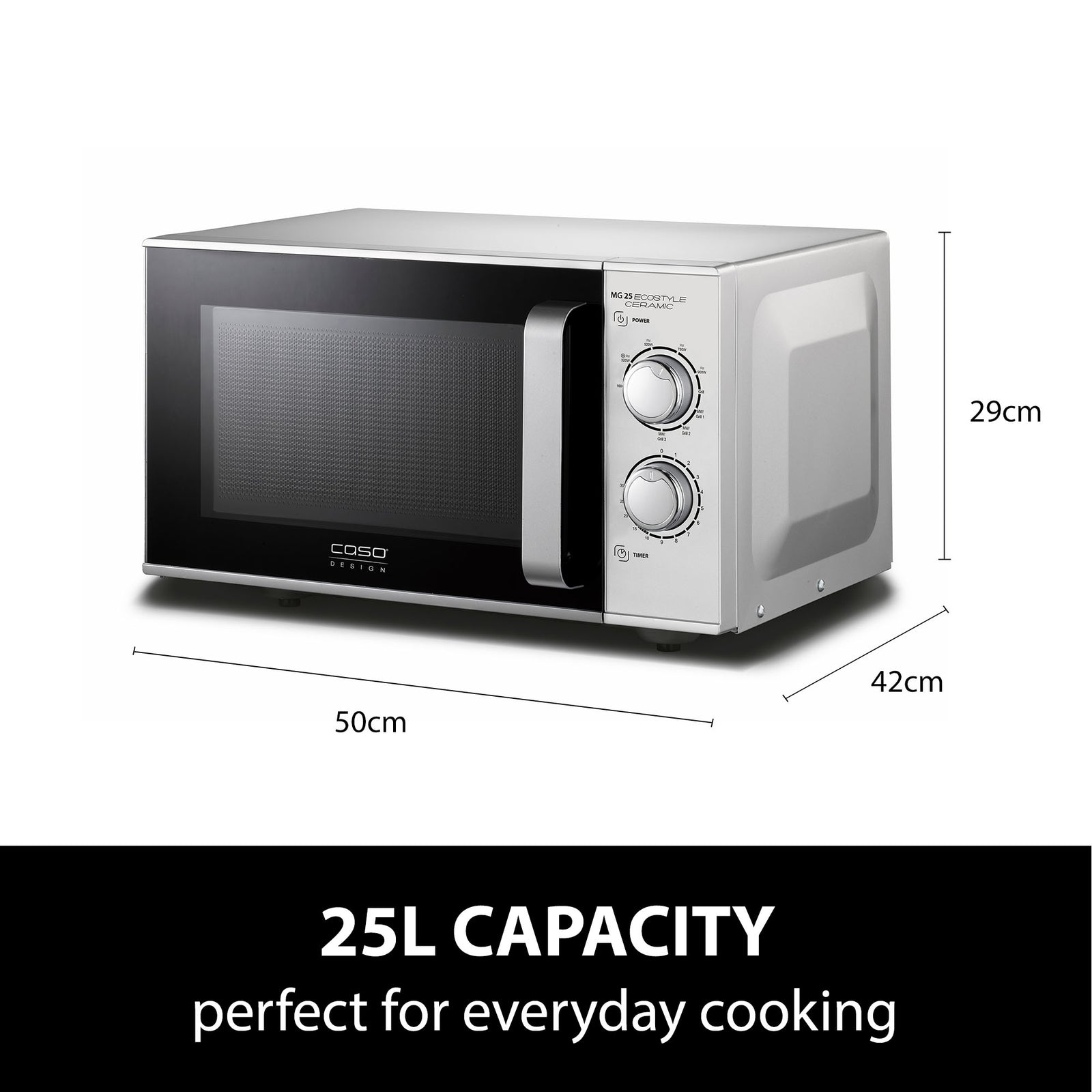 Mg 25 Ecostyle Ceramic Microwave Oven & Grill, 25 Litre Capacity, 900w Microwave With 1000w Grill