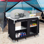 Living and Home Camping Table Kitchen Stand Unit Storage Portable Outdoor Bbq Black