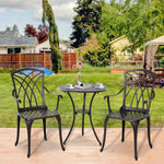 3 Pcs Coffee Table Chairs Garden Furniture Set W/ Hole