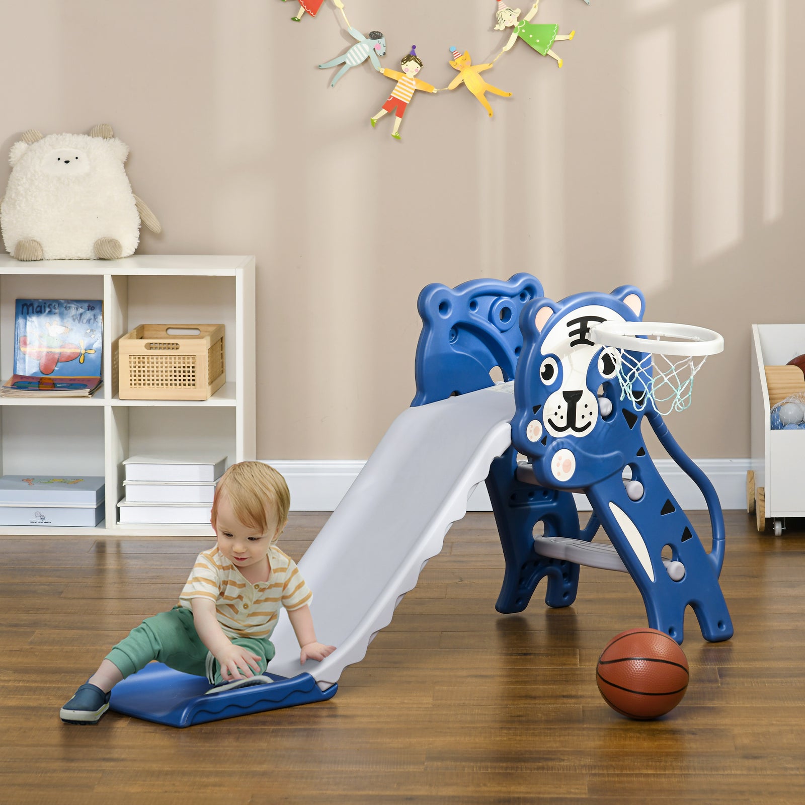 Kids Slide With Basketball Hoop, Basketball, For 18-36 Months | Blue