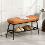 Shoe Bench, Pu Leather Shoe Storage Bench For Entryway | Brown