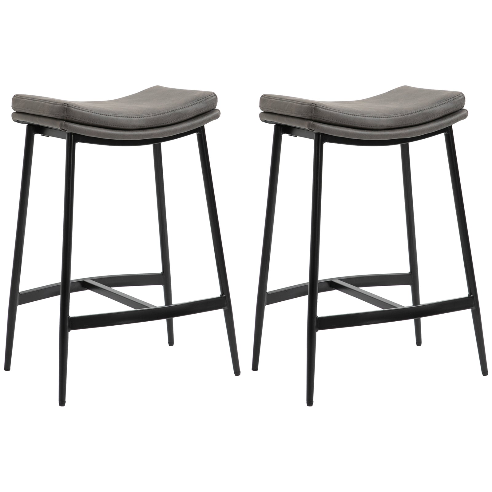 Upholstered Barstools Curved Seat Set Of 2