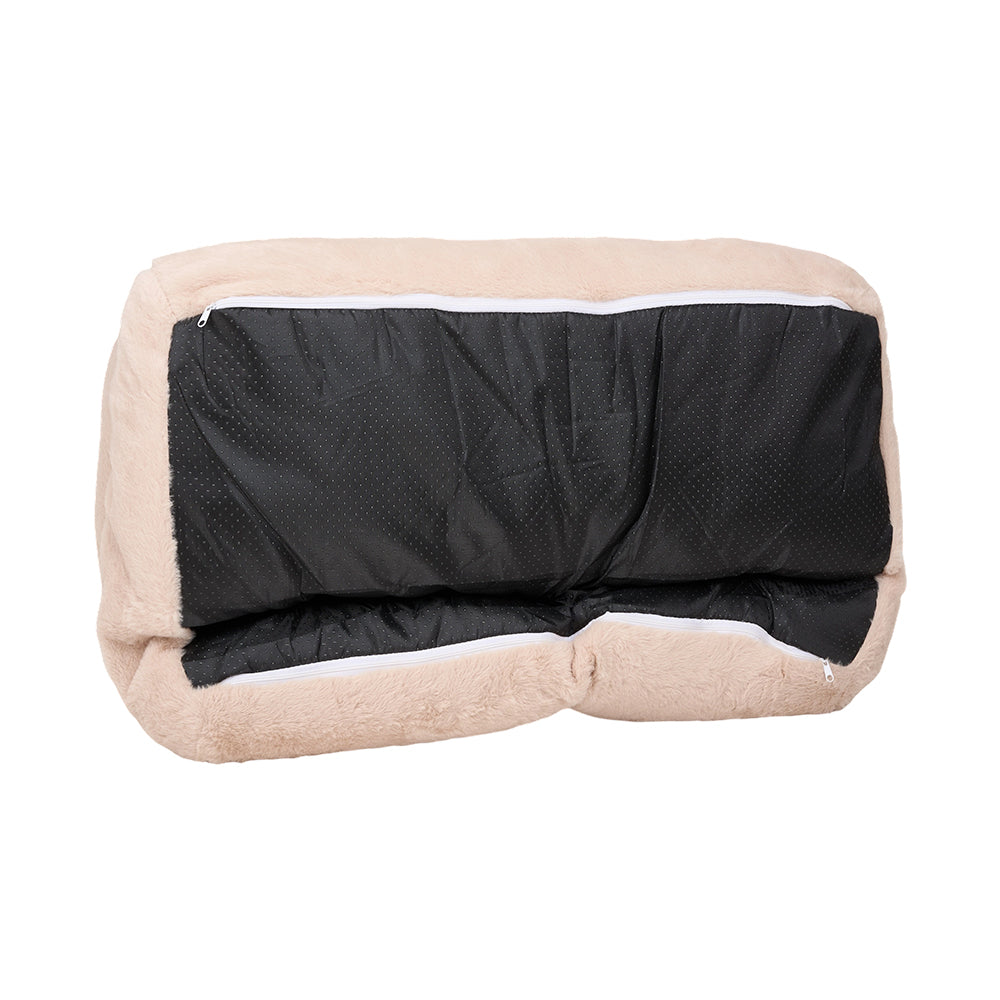 65cm W Plush Pet Sofa Bed – Crystal Fleece With Pearl Cotton Filling, Non-slip, Removable & Washable Cover | Light Brown