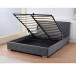 The Oslo Grey Linen Tufted Ottoman Bed Frame | King | Grey