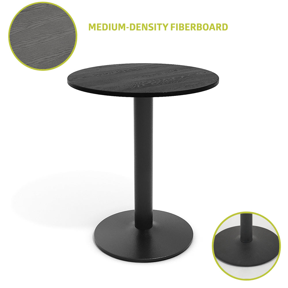 60cm Dia X 72cm H Round Cafe Table With Metal Base | 60cm x 60cm | Black
