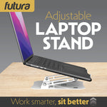 Laptop Stand Adjustable Portable Riser, Foldable Aluminium Holder For Macbook Airpro And 11 To 17 Inch Laptops | White