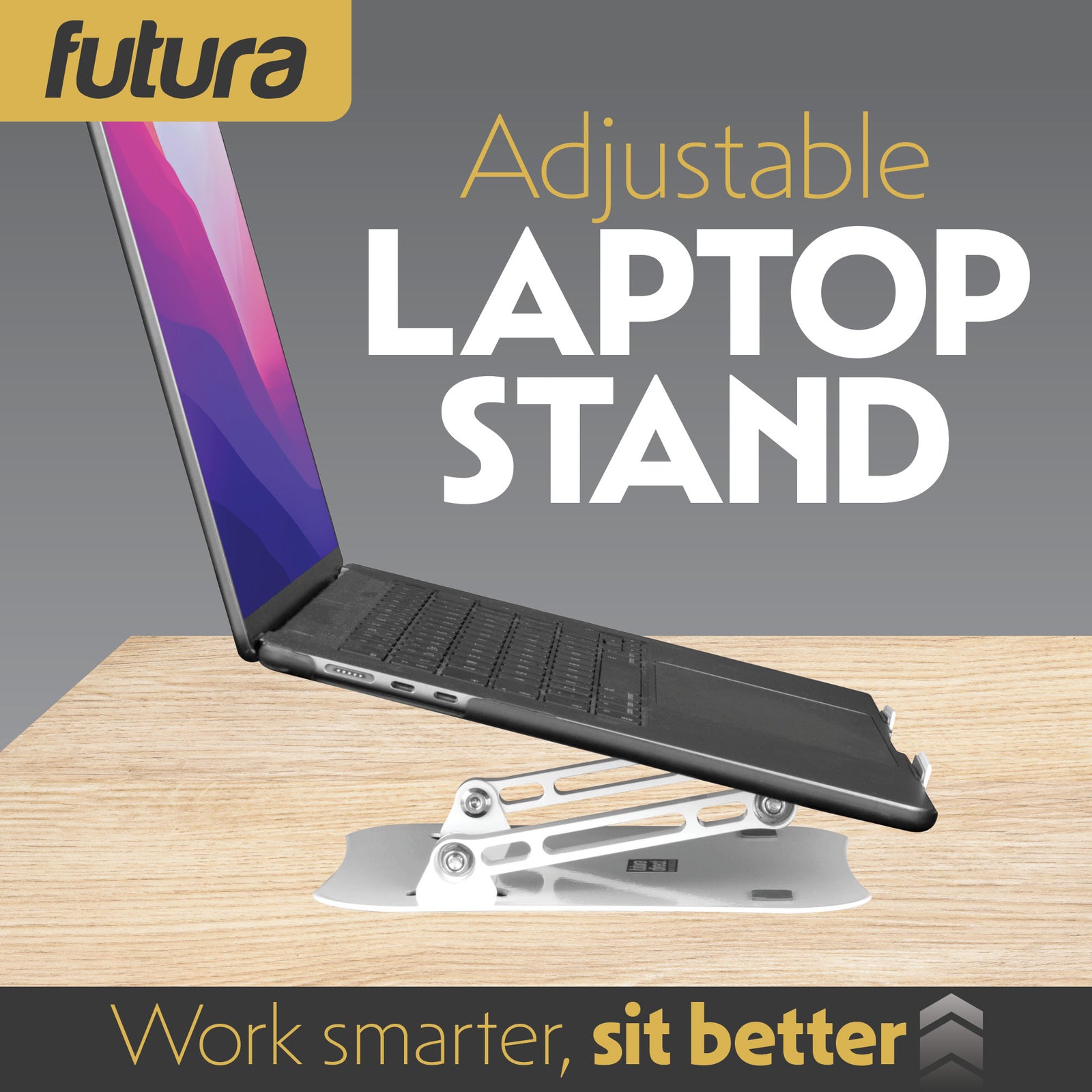 Laptop Stand Adjustable Portable Riser, Foldable Aluminium Holder For Macbook Airpro And 11 To 17 Inch Laptops | White