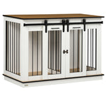 Double Dog Cage W/ Divider - Large Dogs | White