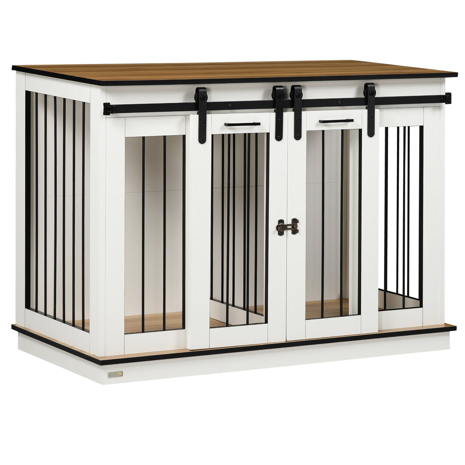 Double Dog Cage W/ Divider - Large Dogs | White