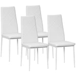 4-pieces Dining Chairs, Faux Leather Kitchen Chairs | White