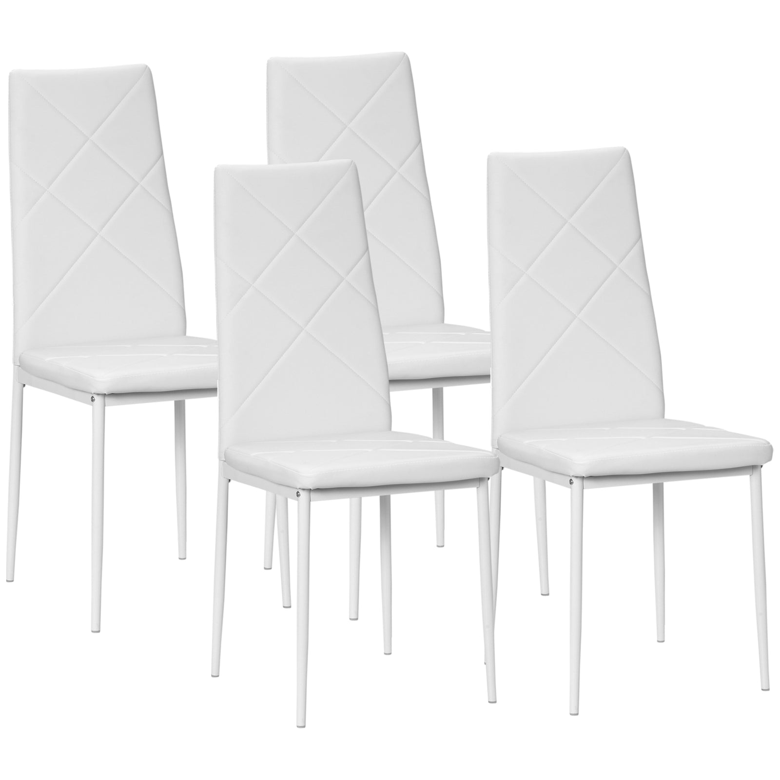4-pieces Dining Chairs, Faux Leather Kitchen Chairs | White