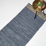 Recycled Leather Handwoven Stripe Rug | 200cm | Grey