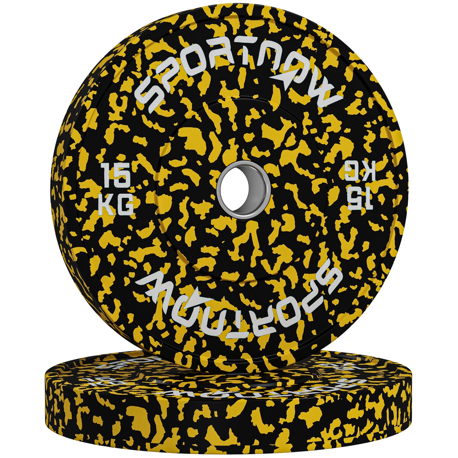 Olympic Weight Plates Set, Solid Rubber, 2x15kg, 2"/5cm Hole | Yellow