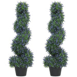 HOMCOM Artificial Lavender Topiary Tree With 315 Leaves And 315 Flowers, Set Of 2