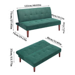 Small Modern 2-seater Padded Convertible Sofa Bed With Wooden Legs | Green