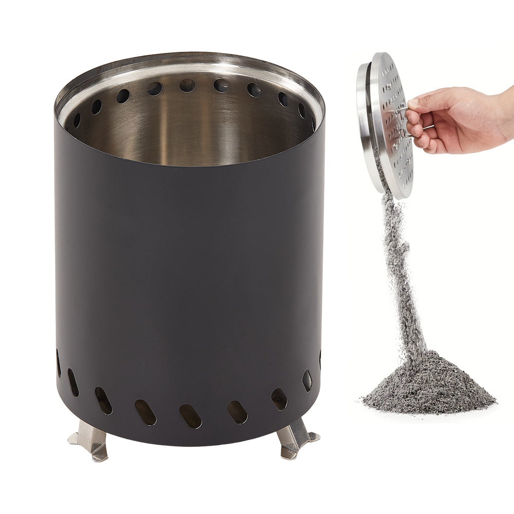 Portable Smokeless Fire Pit With Fire Ring, Pellet Adapter & Ash Grate – Durable Outdoor Stove For Camping & Backyard | Black