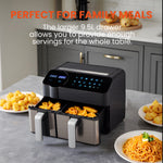 Dual-basket Smart Air Fryer, 3.5l + 6l Capacity,led Touchscreen, 8 Preset Cooking Modes, Easy To Clean, Non-stick, Overheat Protection