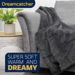Blanket Throw Soft Faux Fur 160 X 130cm Fleece Overblanket Fluffy Blanket  For Sofa & Beds | L | Grey