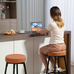 Swivel Bar Stools Set Of 2, Pu Leather Barstools With Footrest | Brown