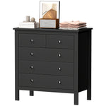 HOMCOM Modern Chest Of Drawers, 5 Drawer Unit Storage Chest For Bedroom, Black